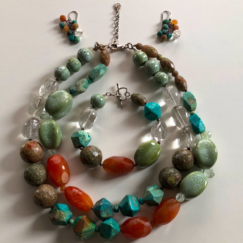 Gorgeous Barse Statement Necklace, Bracelet and Earring Set